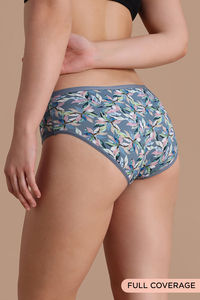 Zivame Floral Fusion Regular Rise Full Coverage Hipster Panty - Blue Mirage — thumbnail 1